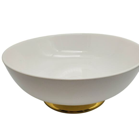 Large Kenilworth White Bowl Brass Pedestal Homer Laughlin 10" Vintage 1950s Dish - Picture 2 of 11